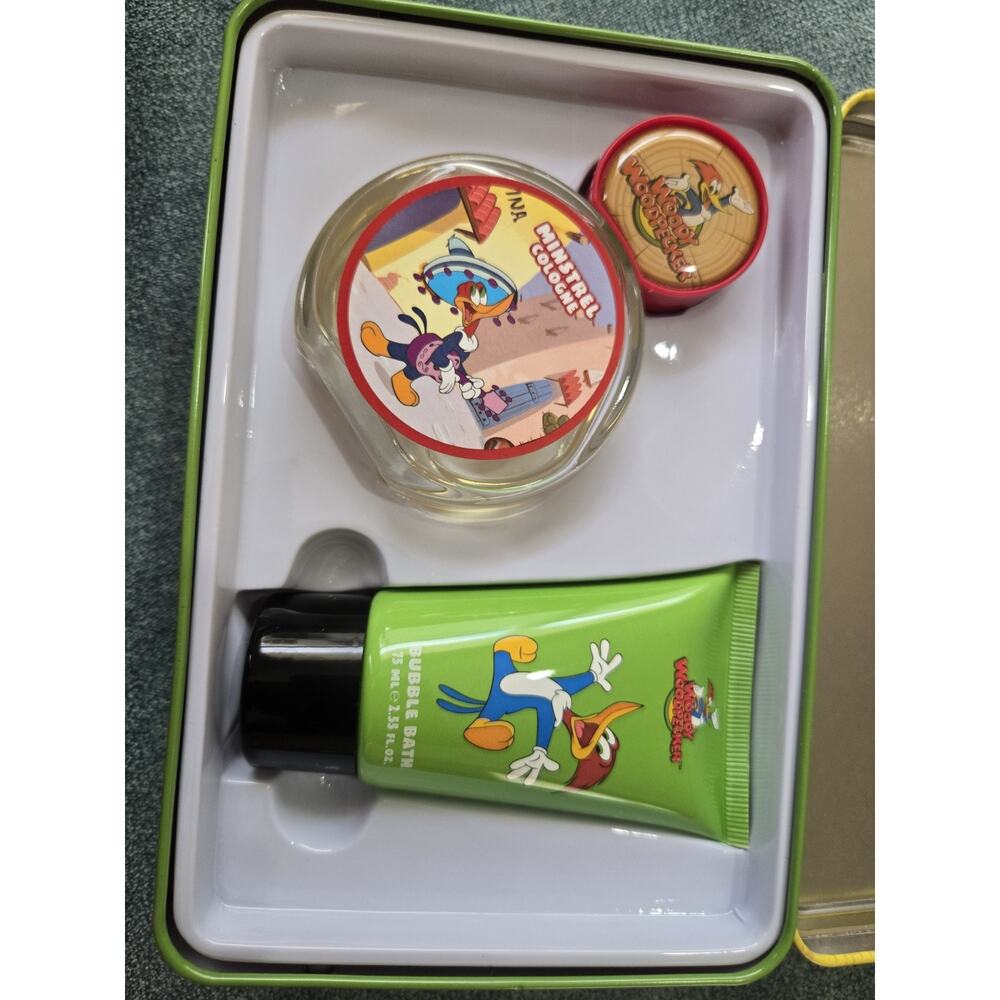 Woody Woodpecker Minstrel Tin 2 Piece Set, Eau De Toilette And Bubble Bath - Picture 3 of 3